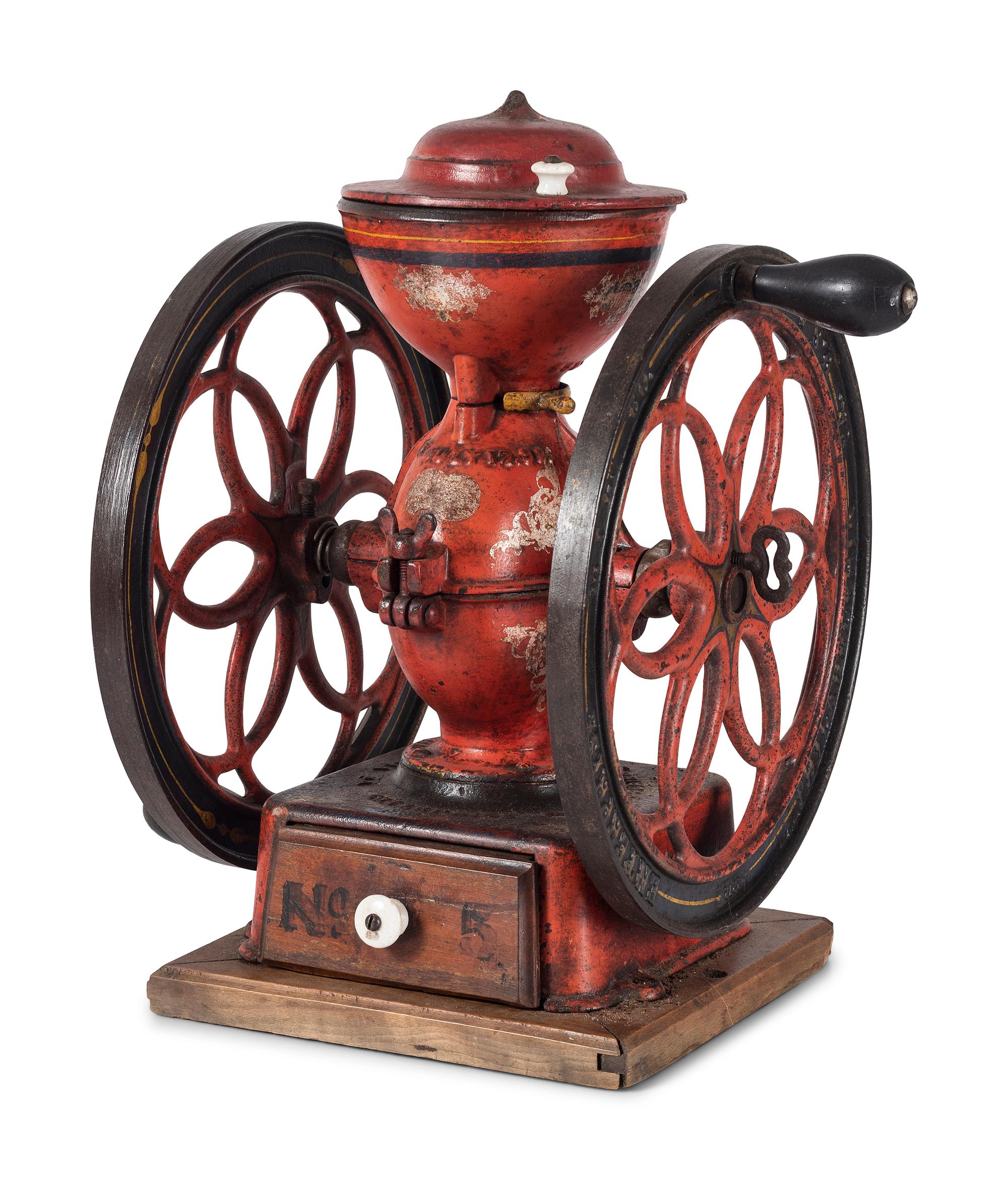 An Enterprise No. 5 Painted Cast Iron Coffee Mill