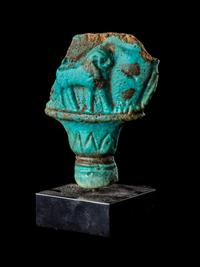 An Egyptian Blue Faience Fragment of a Lotiform Column