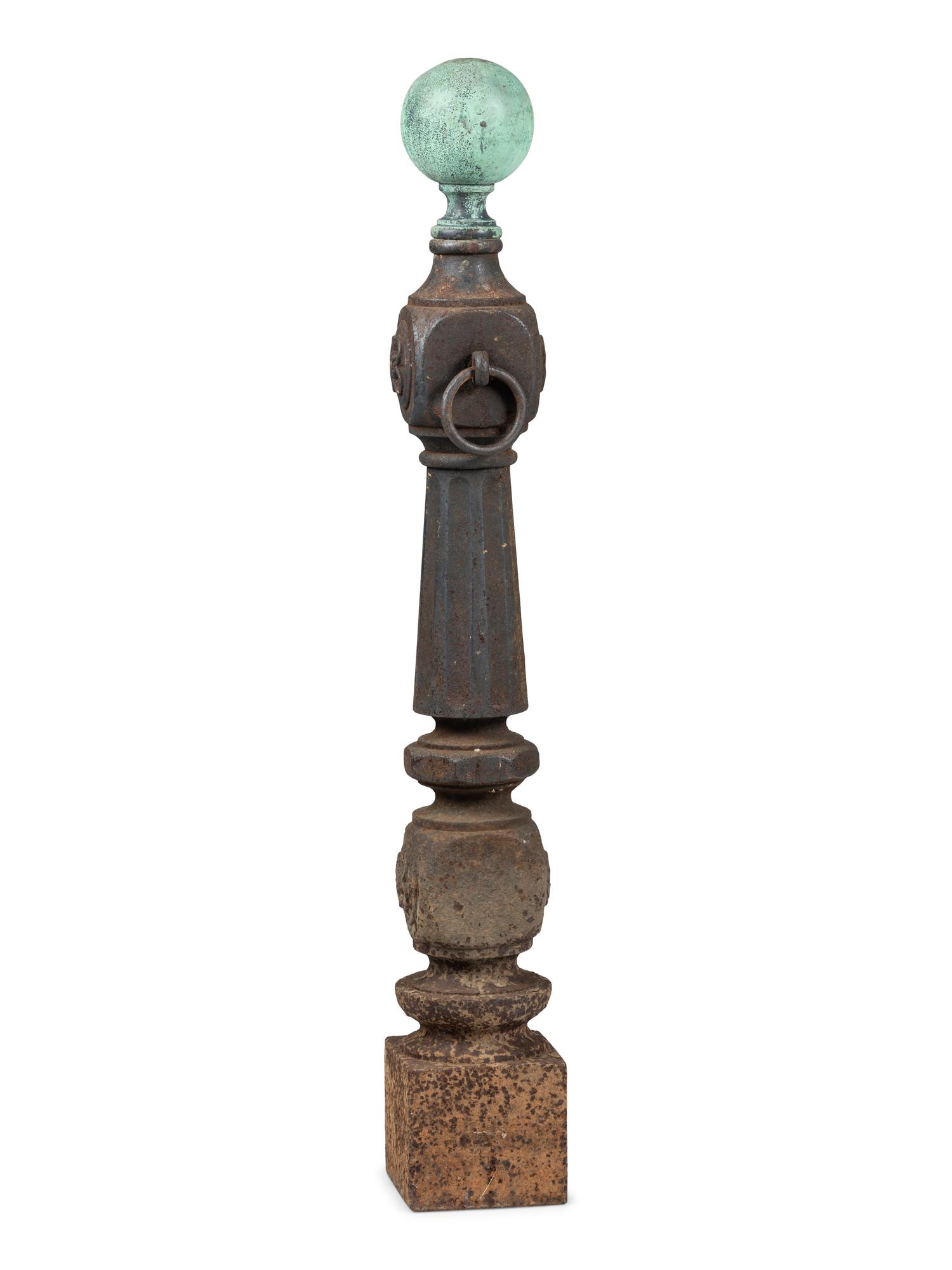 A Cast-Iron Hitching Post with Copper Finial