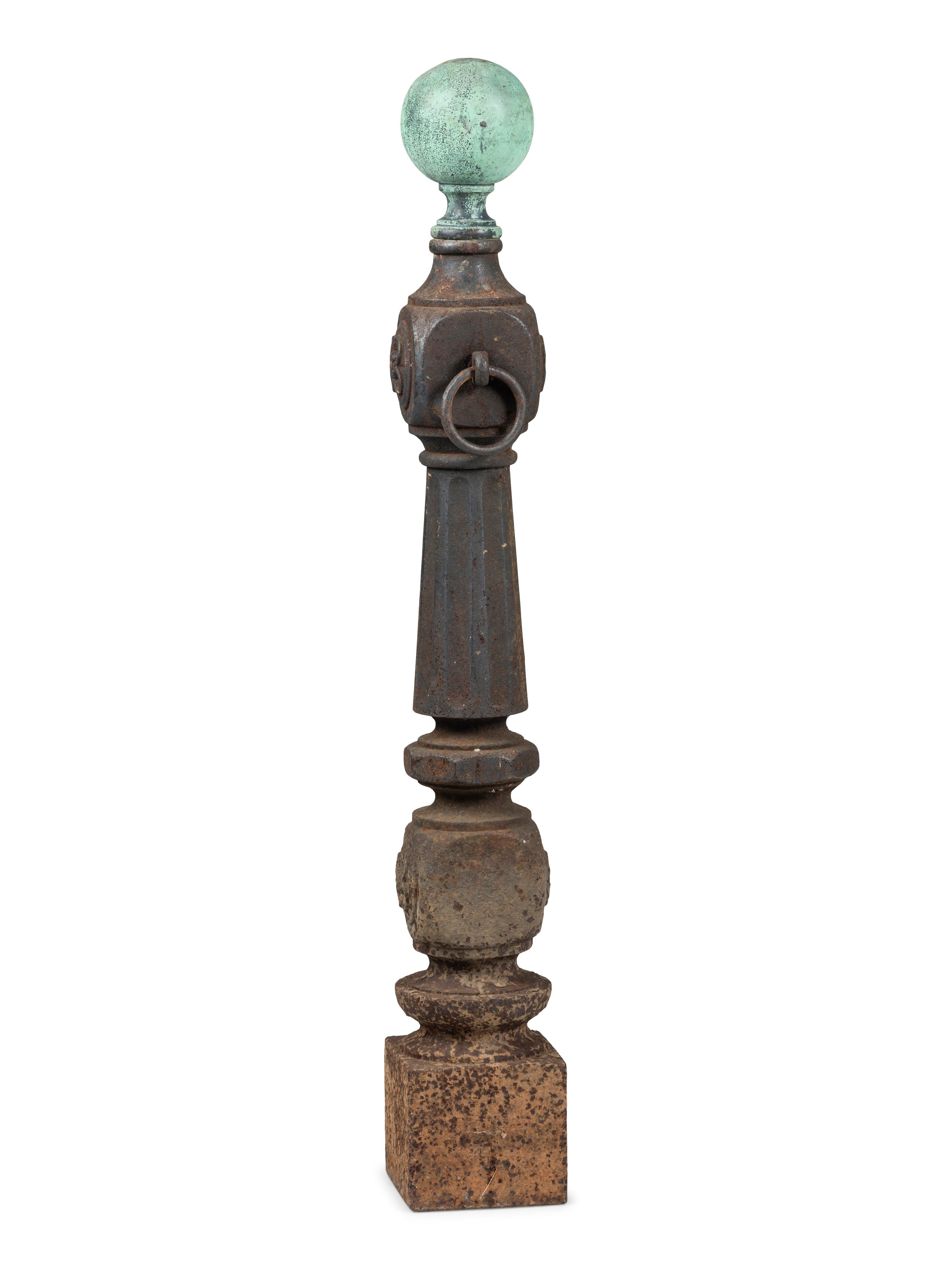 A Cast-Iron Hitching Post with Copper Finial