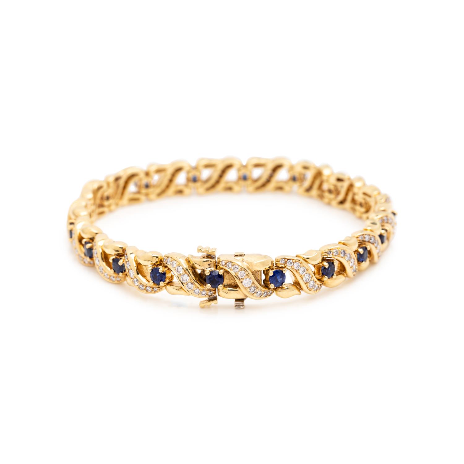 YELLOW GOLD, SAPPHIRE AND DIAMOND BRACELET