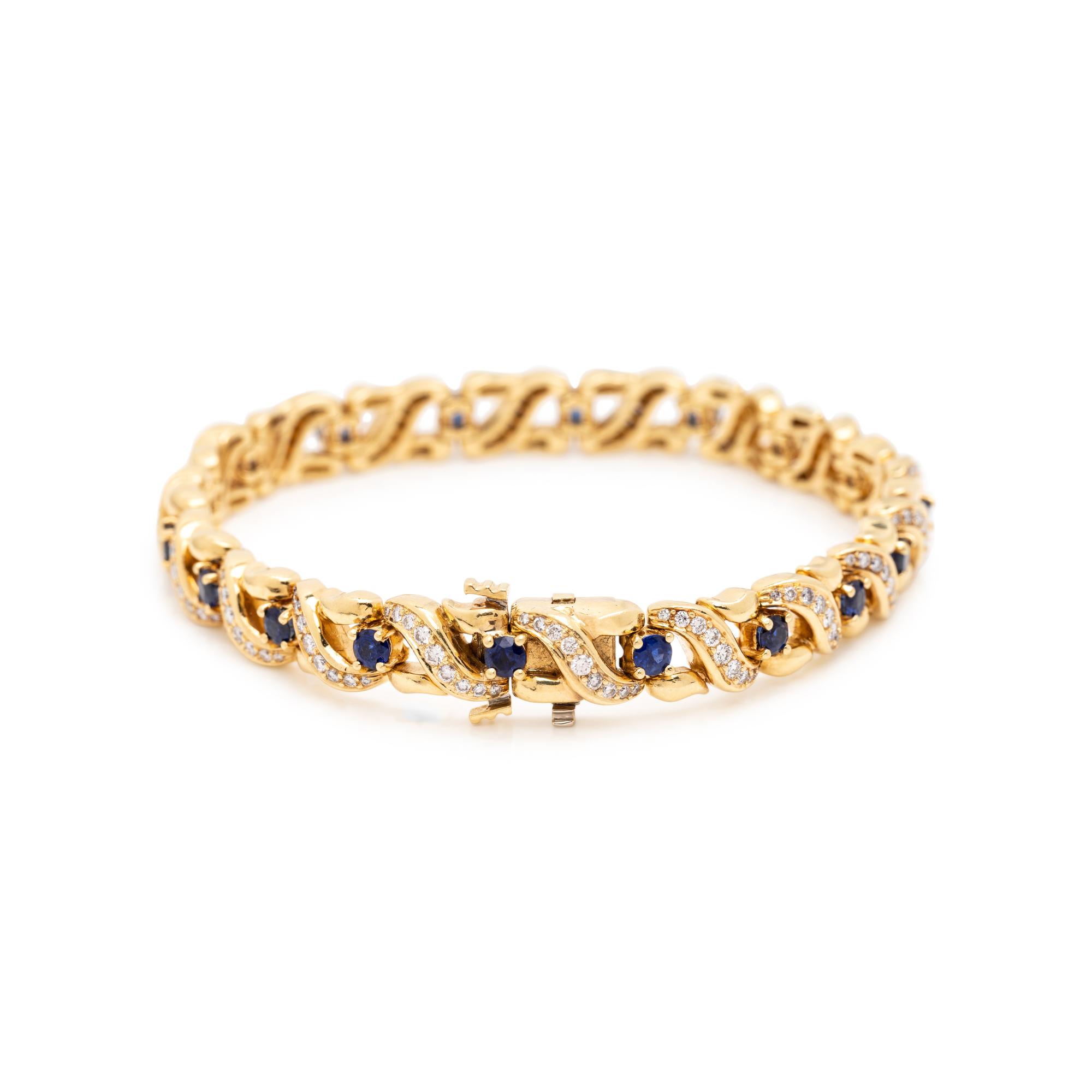 YELLOW GOLD, SAPPHIRE AND DIAMOND BRACELET