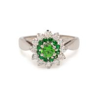 TSAVORITE GARNET AND DIAMOND RING