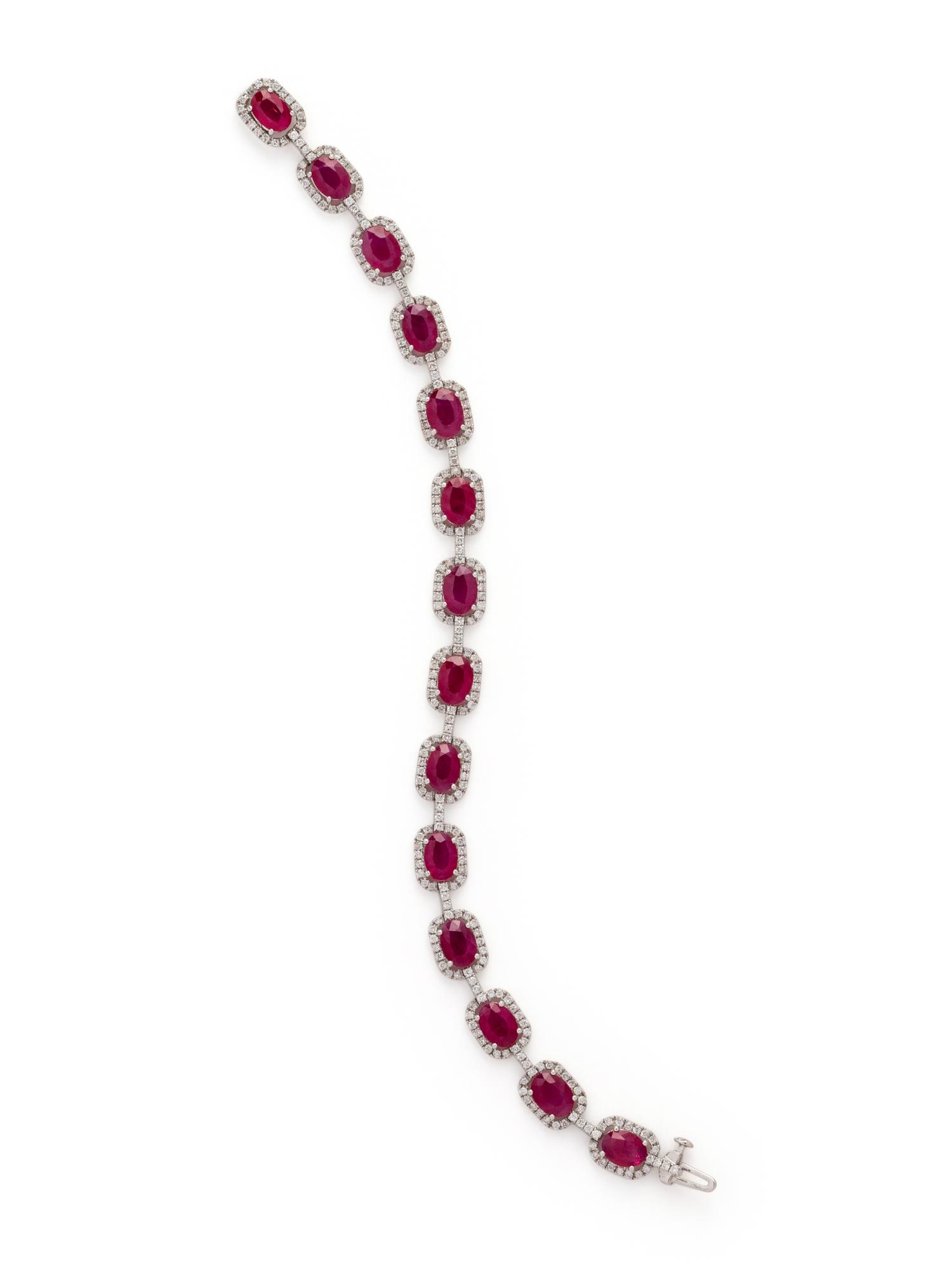 SYNTHETIC RUBY AND DIAMOND BRACELET