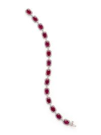 SYNTHETIC RUBY AND DIAMOND BRACELET