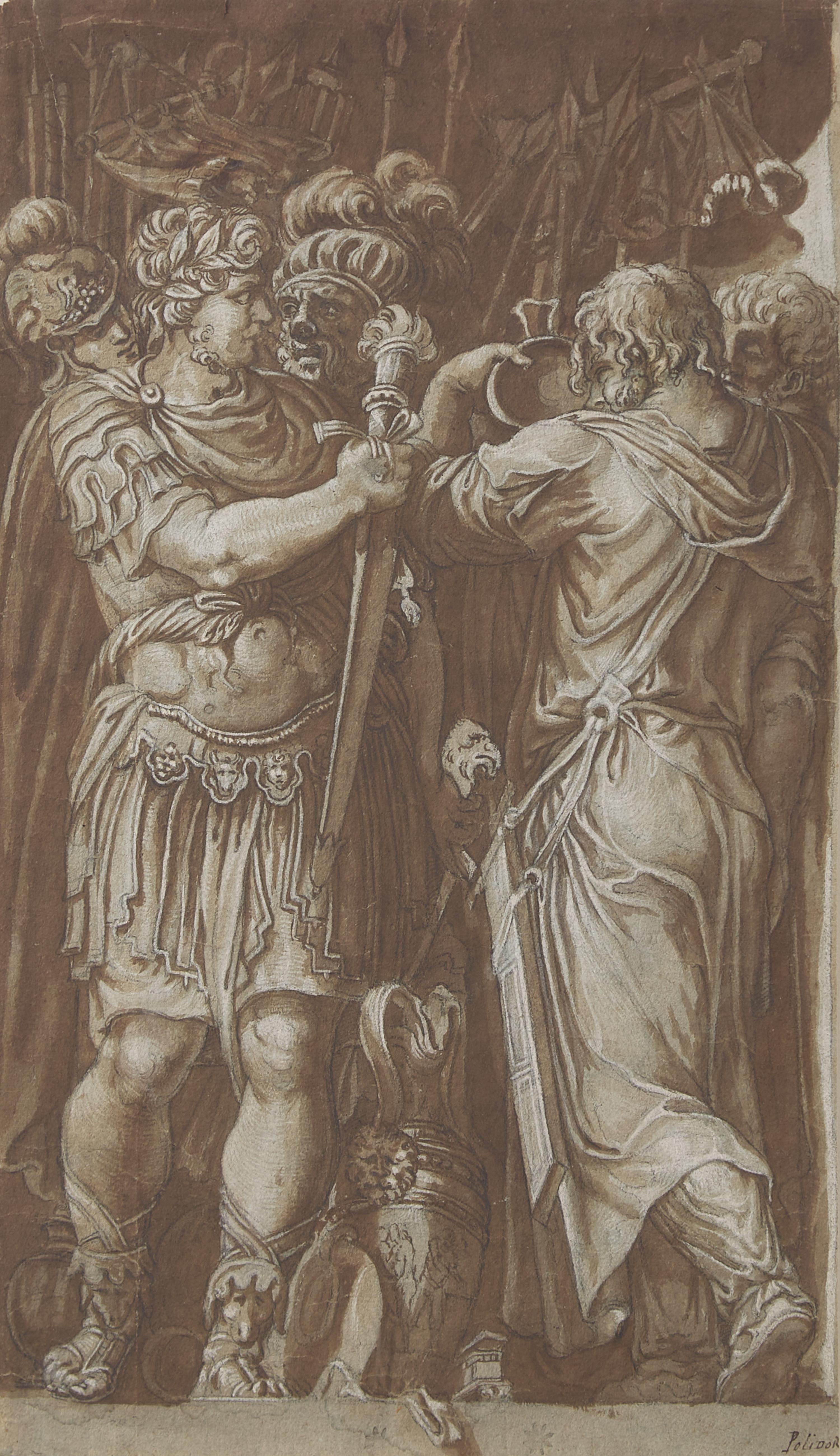 A Roman General with Soldiers, after the Palazzo Milesi Facade