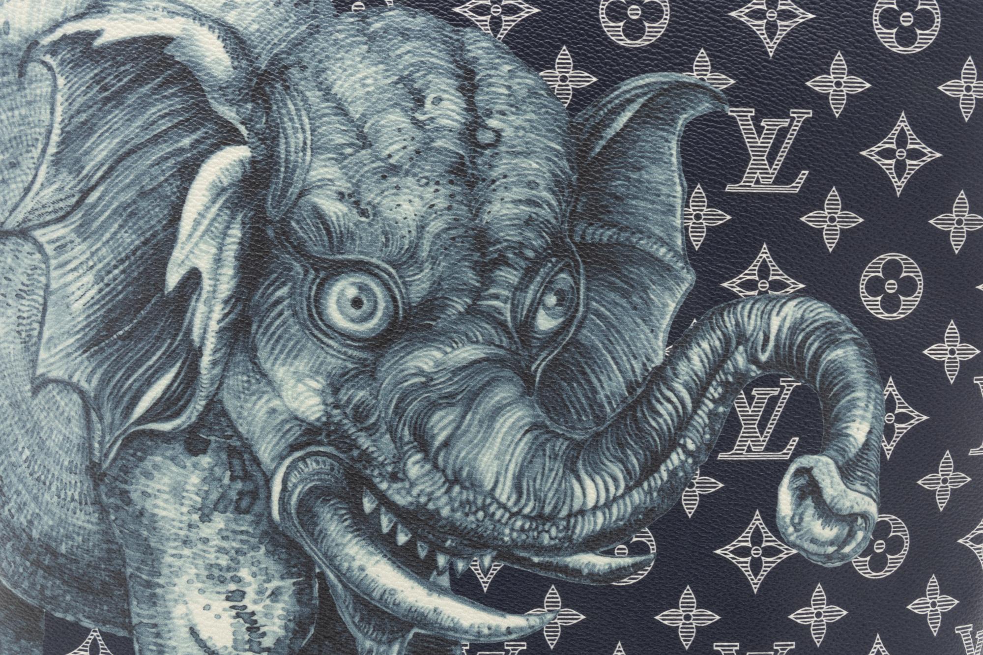 Louis Vuitton Limited Edition Chapman Steamer Backpack in Monogram Savane Canvas with Elephant Print, Chapman Brothers, Spring Summer 2017