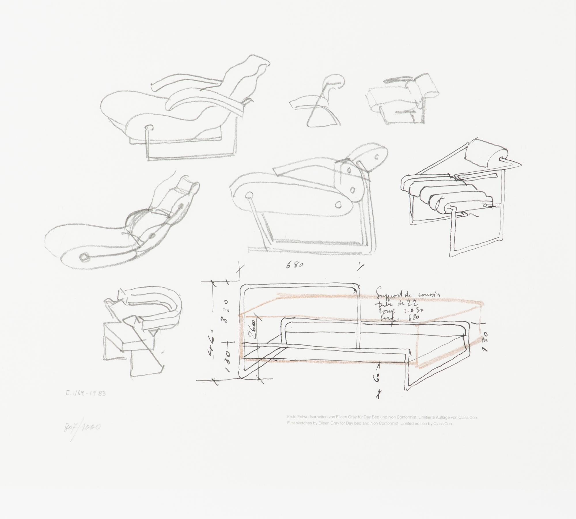 First sketches for Day bed and Non Conformist for ClassiCon, 1983