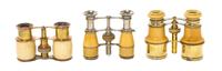 Three Pairs of Continental Opera Glasses, Width of widest 4 inches.