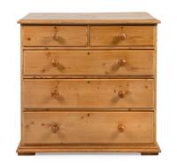 An English Pine Chest of Drawers Height 41 3/4 x width 43 1/4 x depth 21 1/4 inches. — 19TH CENTURY