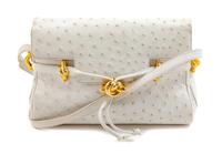 Judith Leiber White Ostrich Bag
