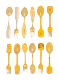 A Collection of Danish Silver-Gilt Christmas Fork and Spoon Sets