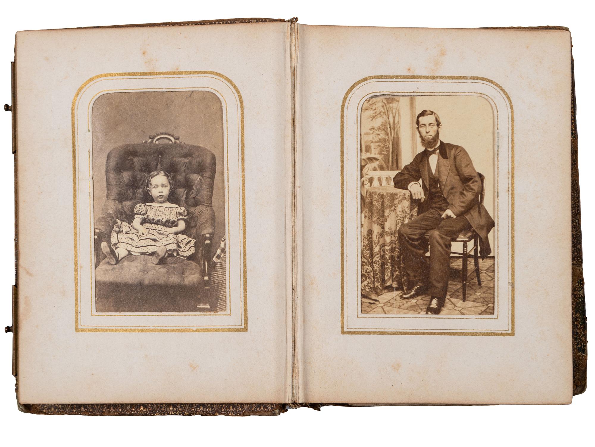 [EARLY PHOTOGRAPHY]. A collection of CDVs, cabinet cards, and real photo postcards, highlighted by a view of Seth Kinman's chair, an occupational view of women at work, views of young men prior to enlisting in the Civil War, and portraiture.