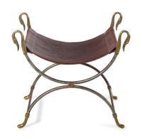 A French Neoclassical Style Steel and Leather Stool