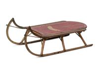 A Paint Decorated Wooden Sled