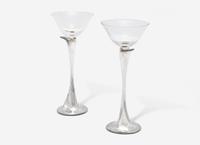 A Set of Sixteen Tiffany and Co. Silver and Glass Champagne Coupes