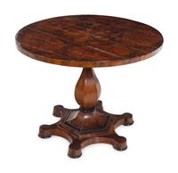 A Biedermeier Parcel Ebonized Burl Walnut Center Table