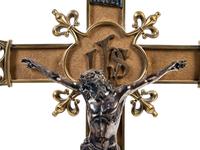 A Gorham Silver and Gilt Brass Altar Crucifix