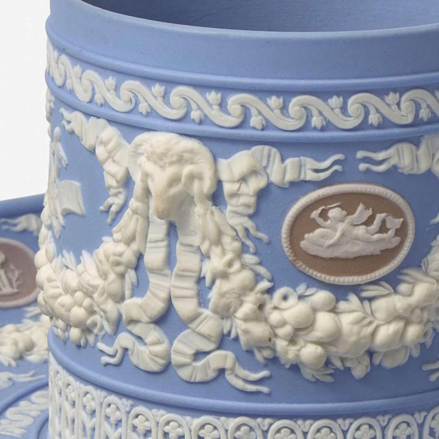 A Wedgwood Tricolor Jasperware Cup and Saucer UK, circa 1820
