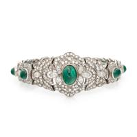 EMERALD, DIAMOND, AND WHITE GOLD BRACELET