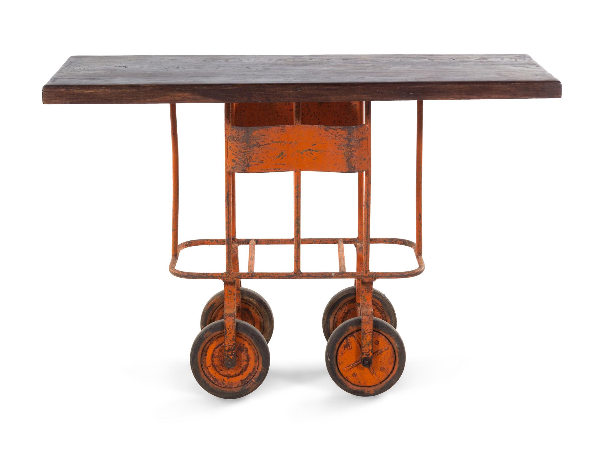 A Painted Metal Bar Cart