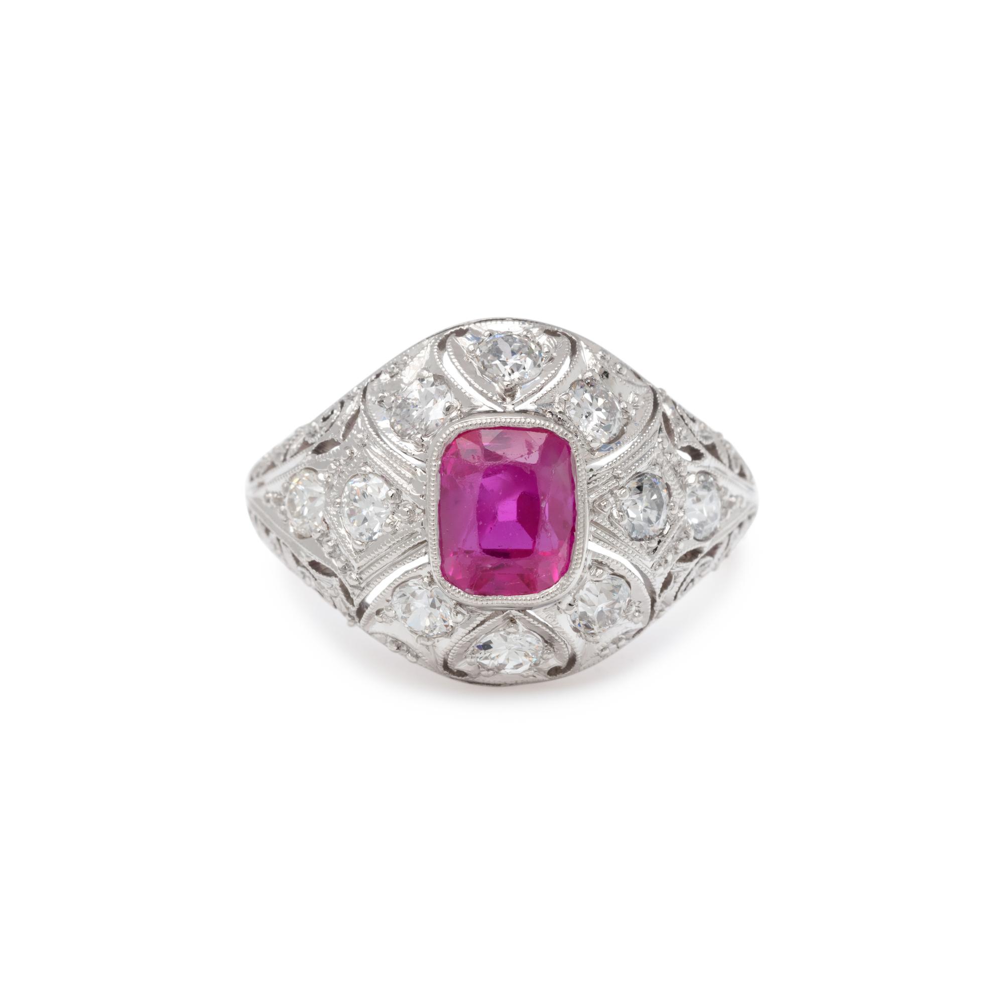 EDWARDIAN, UNHEATED BURMESE RUBY AND DIAMOND RING