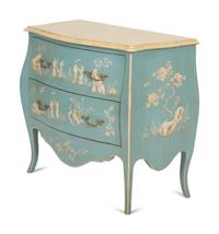 A Louis XV Style Painted Bombe Commode with Chinoiserie Decoration