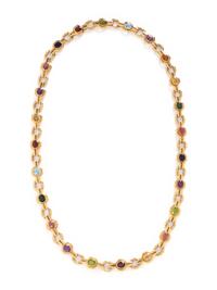 YELLOW GOLD AND MULTIGEM CONVERTIBLE NECKLACE