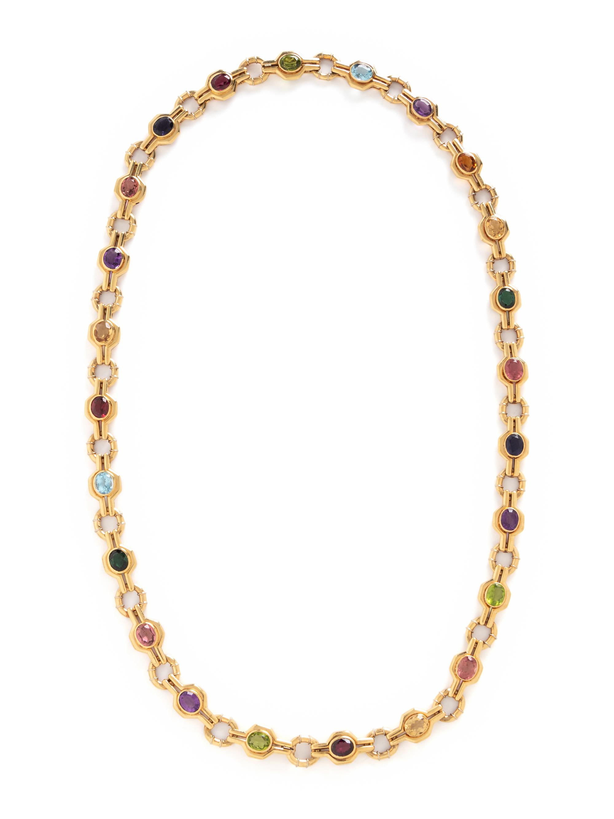 YELLOW GOLD AND MULTIGEM CONVERTIBLE NECKLACE
