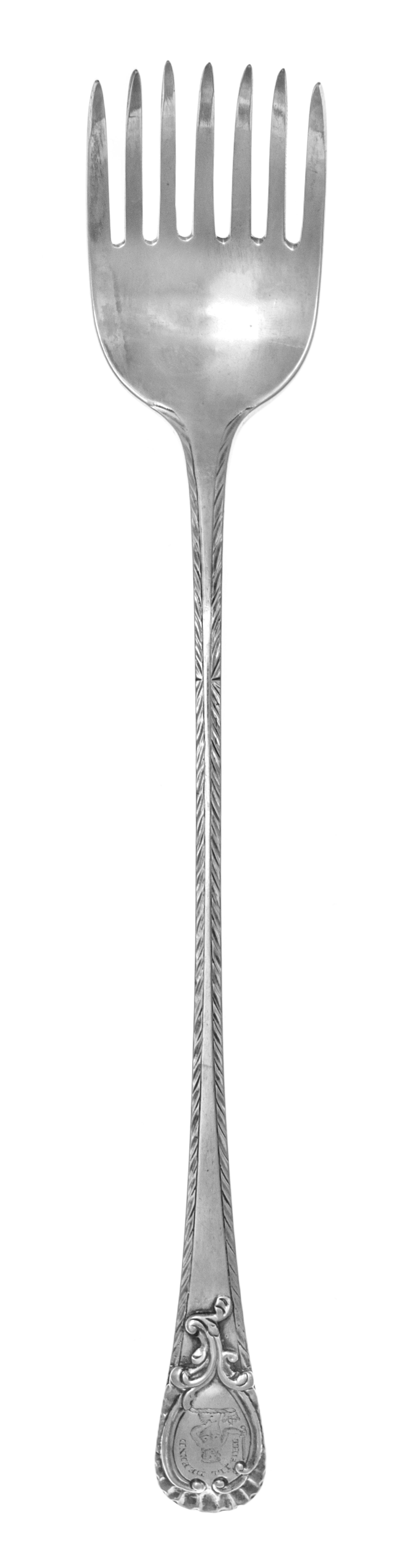 A Scottish George III Silver Serving Fork, Likely Alexander Gardner, Edinburgh, 1764, the Old English handle having a bright-cut border