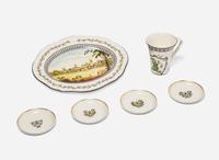 Six Pieces of Wedgwood Frog Service Related Queensware Items, UK, circa 2000