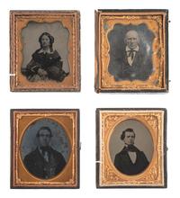 [EARLY PHOTOGRAPHY]. 57 sixth and ninth plate ambrotypes and tintypes of men and women.