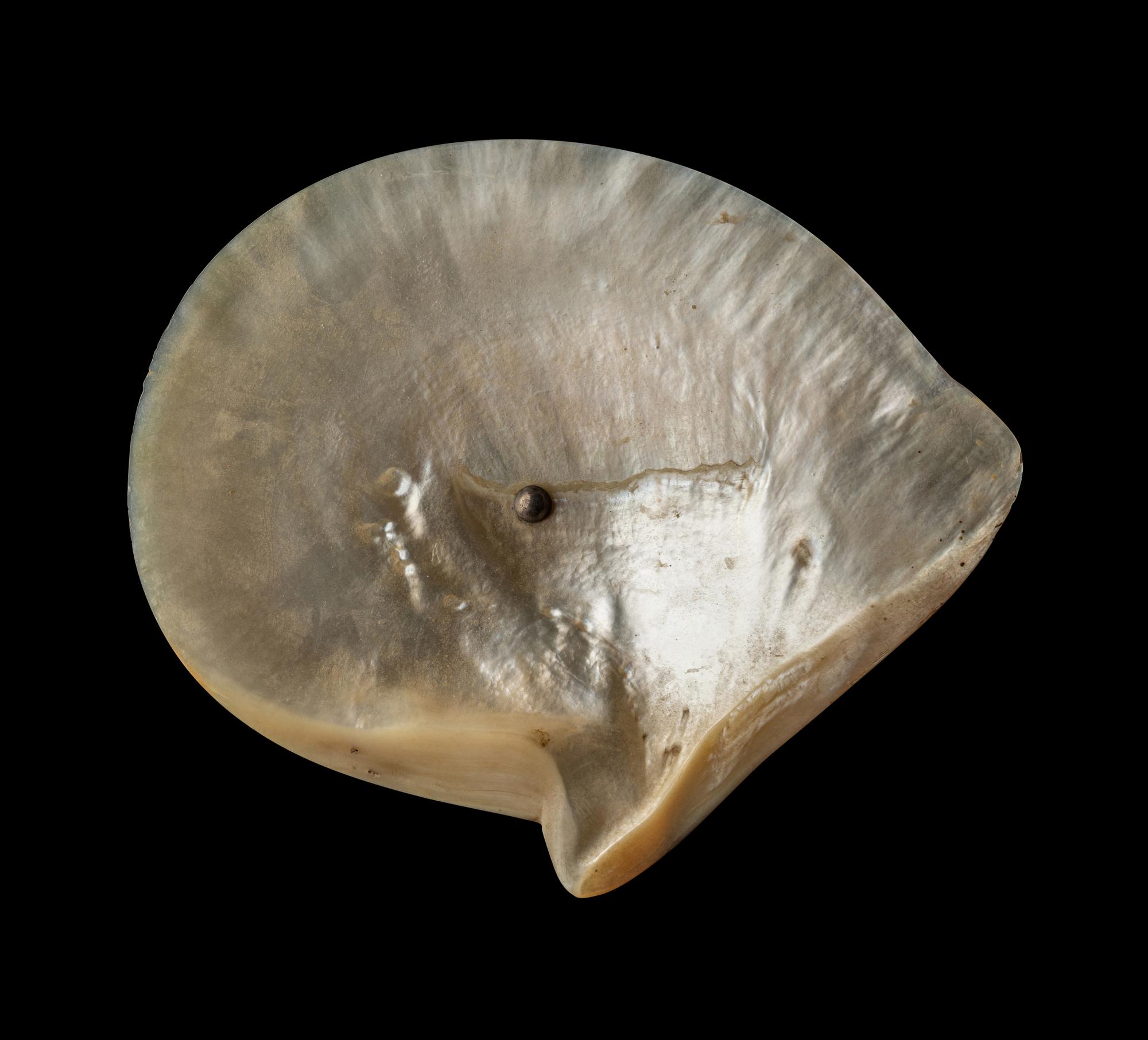 A Chinese Export Silver and Mother-of-Pearl Stem Plate