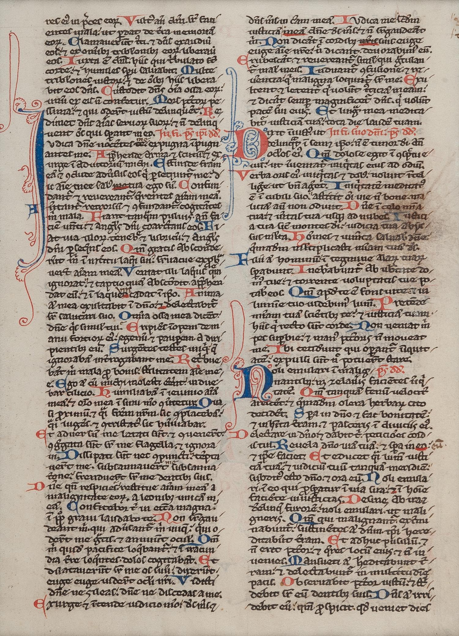 [MANUSCRIPT LEAVES -- BIBLES]. A group of 4 manuscript leaves on vellum, matted together, comprising: