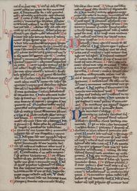 [MANUSCRIPT LEAVES -- BIBLES]. A group of 4 manuscript leaves on vellum, matted together, comprising: