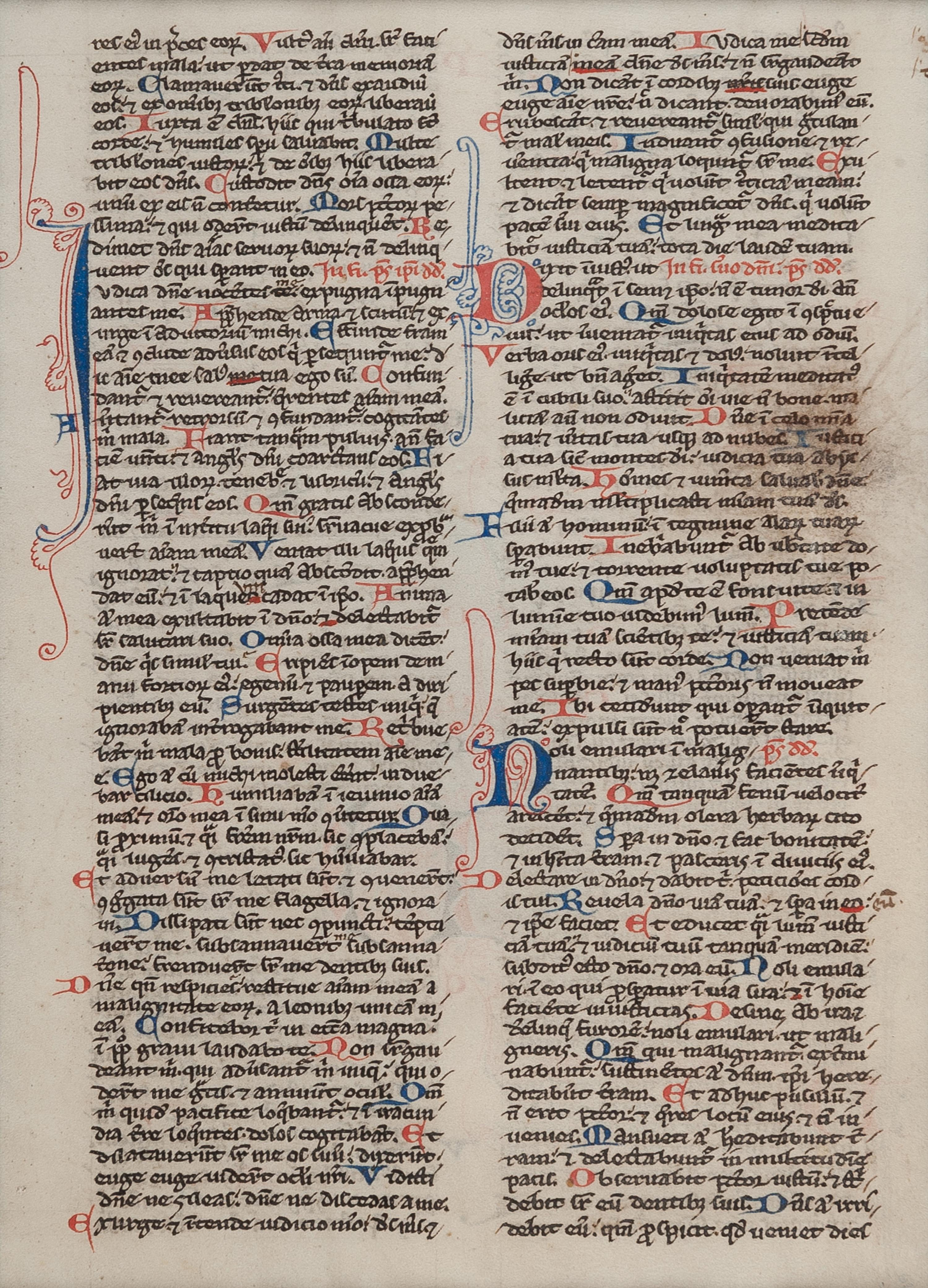 [MANUSCRIPT LEAVES -- BIBLES]. A group of 4 manuscript leaves on vellum, matted together, comprising:
