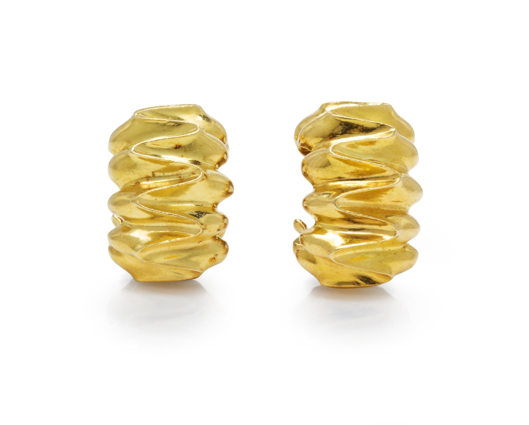 A Pair of 18 Karat Yellow Gold Earclips, Tiffany & Co., Circa 1973, 14.50 dwts.