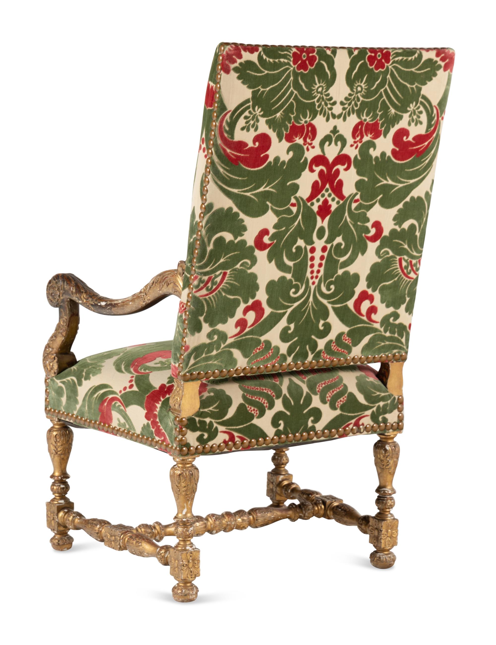A George II Style Gilt-Oak Armchair