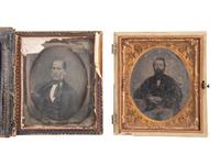[EARLY PHOTOGRAPHY]. A group of 13 cases or accesories with mother-of-pearl inlay, including: