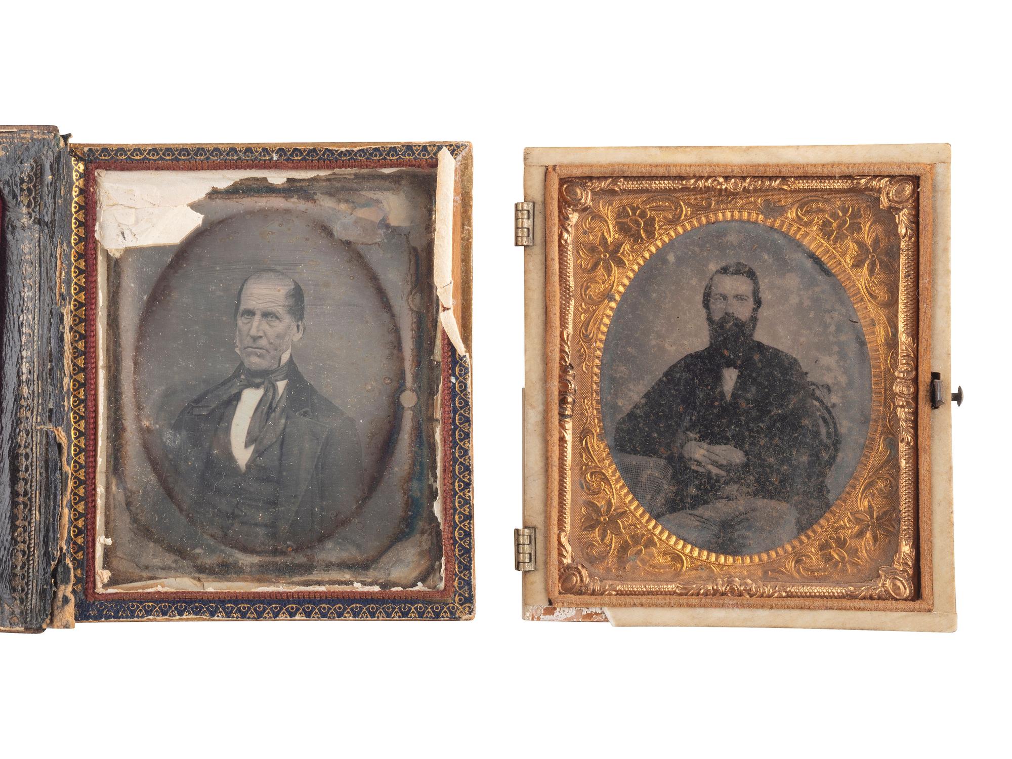 [EARLY PHOTOGRAPHY]. A group of 13 cases or accesories with mother-of-pearl inlay, including: