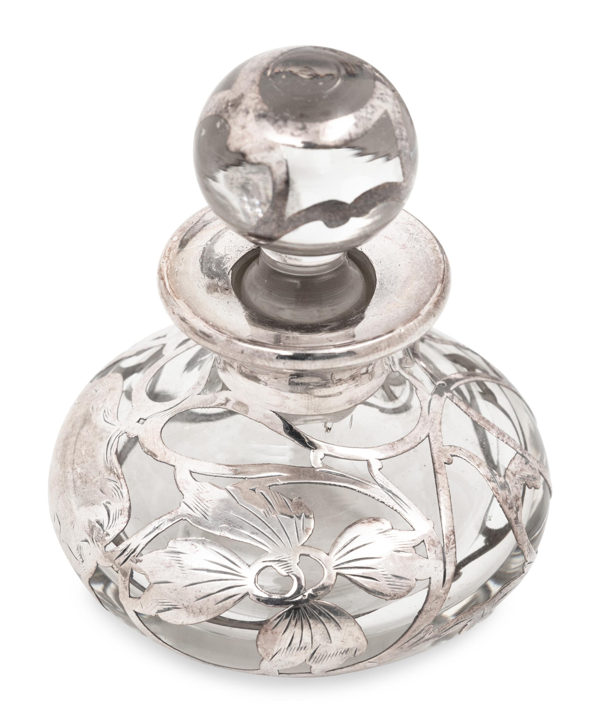 Five Victorian Silver Mounted Glass Scent Bottles