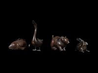 Four Japanese Animal-Form Incense Burners