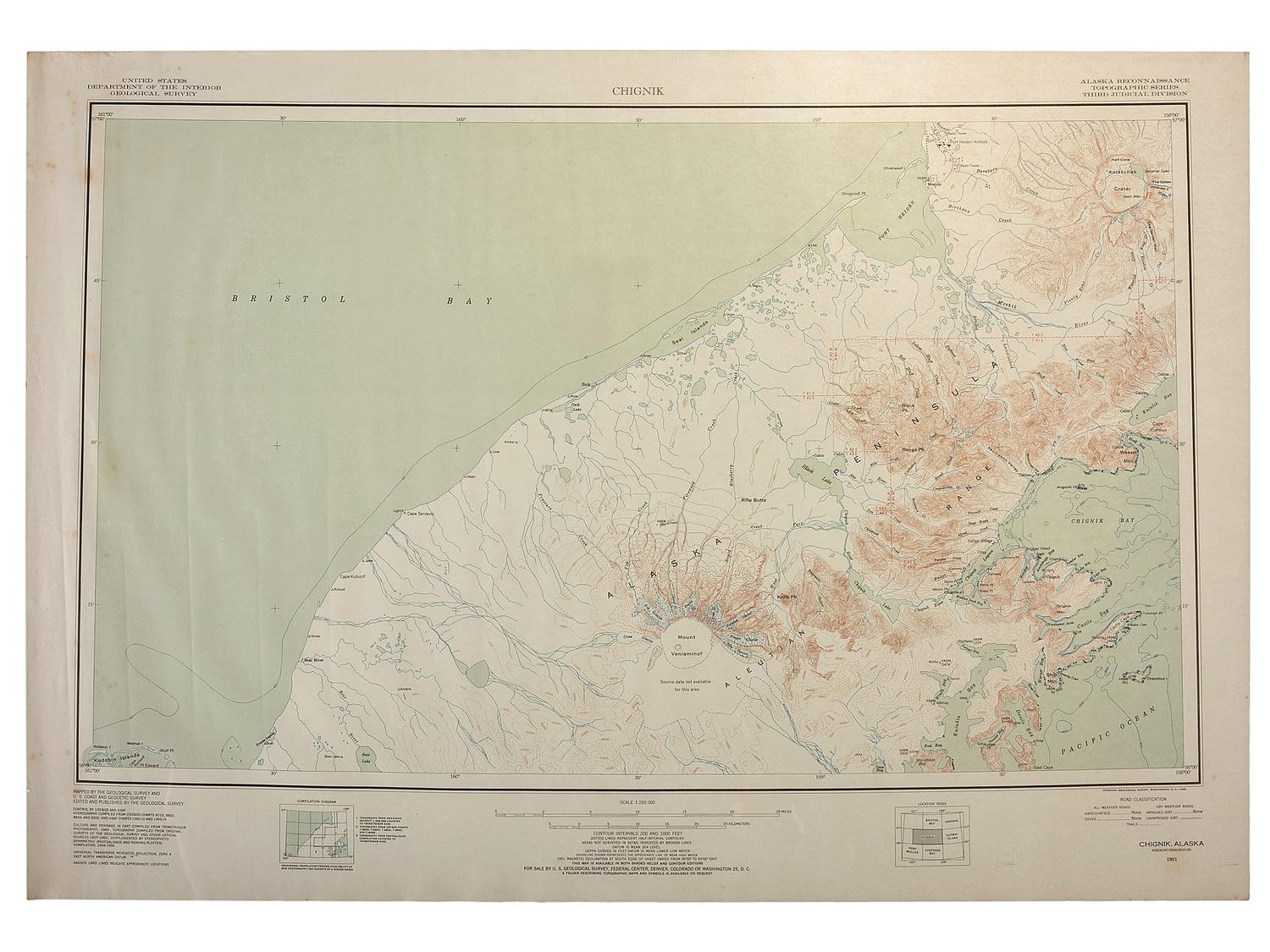[MAPS]. A group of 11 US Geological survey maps of Alaska.