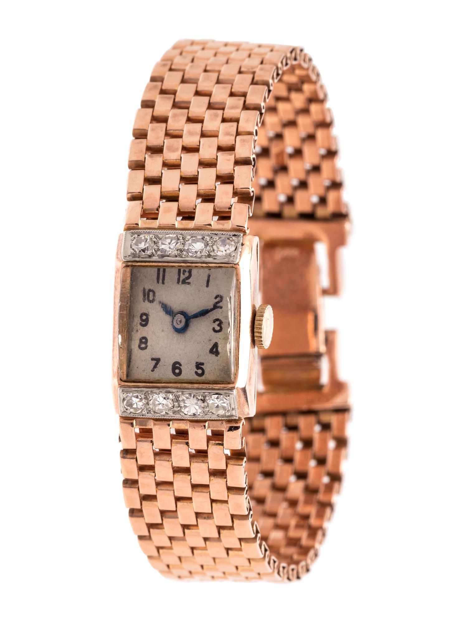 RETRO, 14K ROSE GOLD AND DIAMOND WRISTWATCH