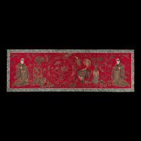 A Chinese Red Ground Embroidered Silk 'Immortals' Panel, Late 19th-Early 20th Century — 清晚期 紅地綉八仙圖