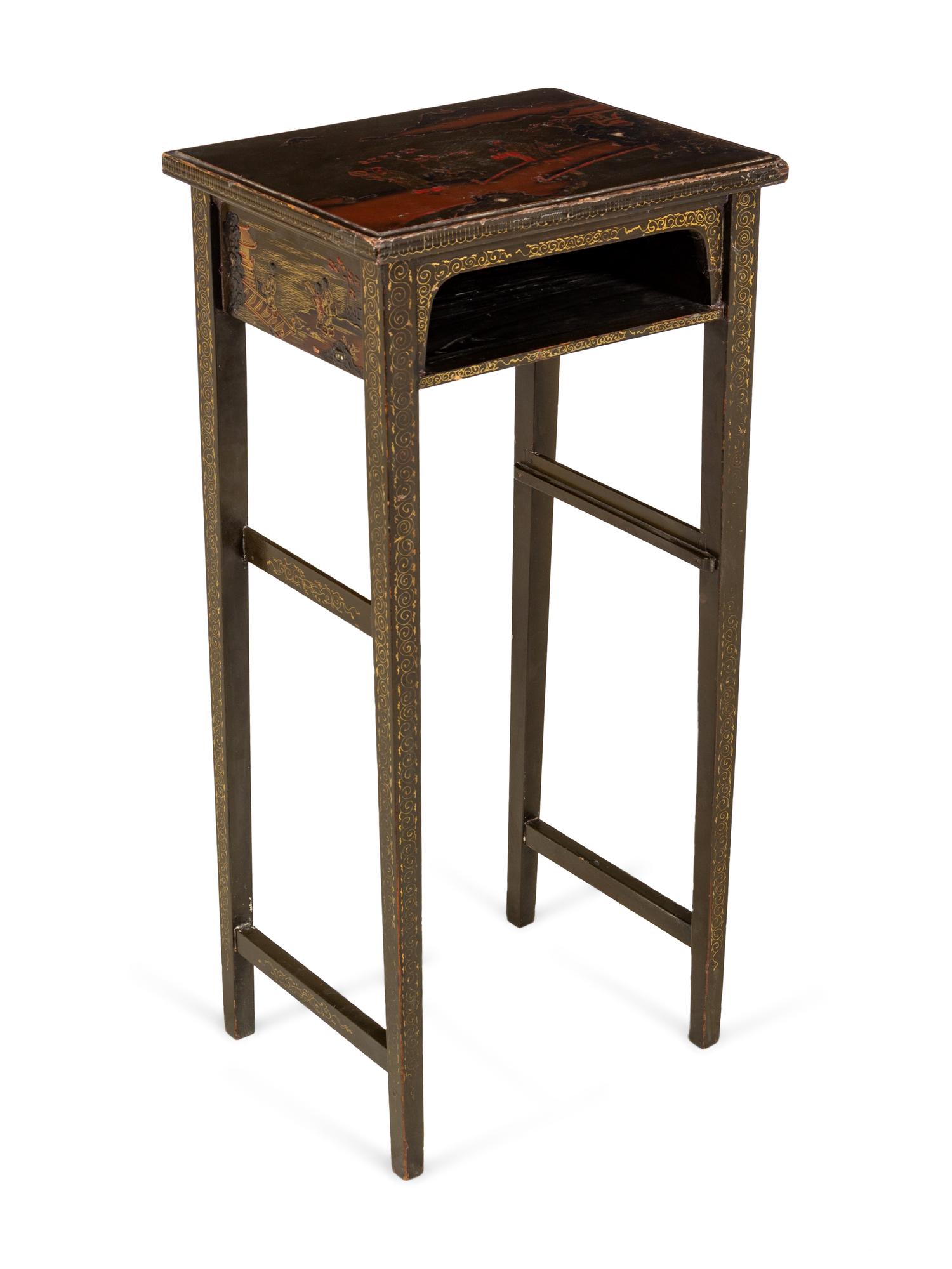 A Chinoiserie Lacquered and Mother-of-Pearl Decorated Side Table
