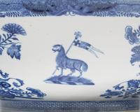 A Large Chinese Export Porcelain Blue Fitzhugh Armorial Punch Bowl Bearing the Roberts Crest