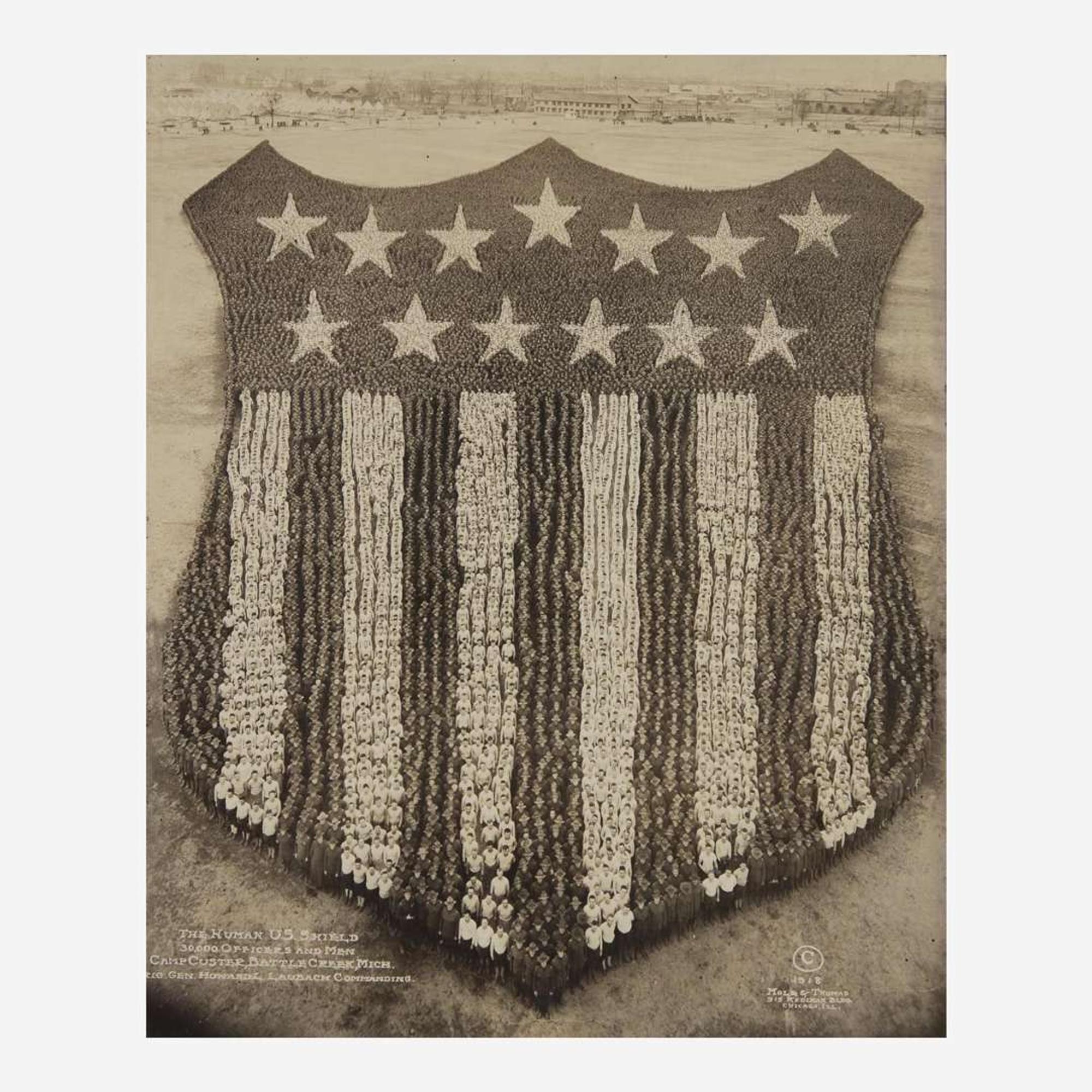 [Americana] Mole, Arthur, and John Thomas Group of 3 Militaria-Themed “Living Photographs”