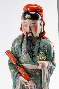 Three Chinese Export Enameled Porcelain Figures of Scholars