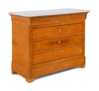 A Louis Philippe Burlwood Marble-Top Commode